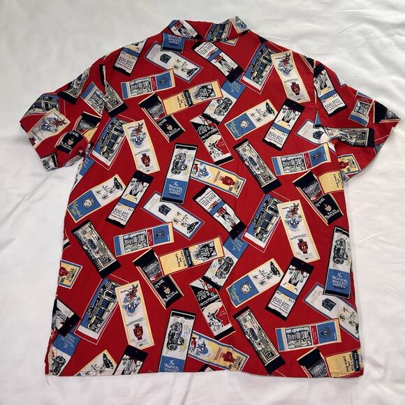 Liz Golf Shirt Women's Size M Red Travel Print Button Short Sleeve Vintage 90s - Picture 9 of 13